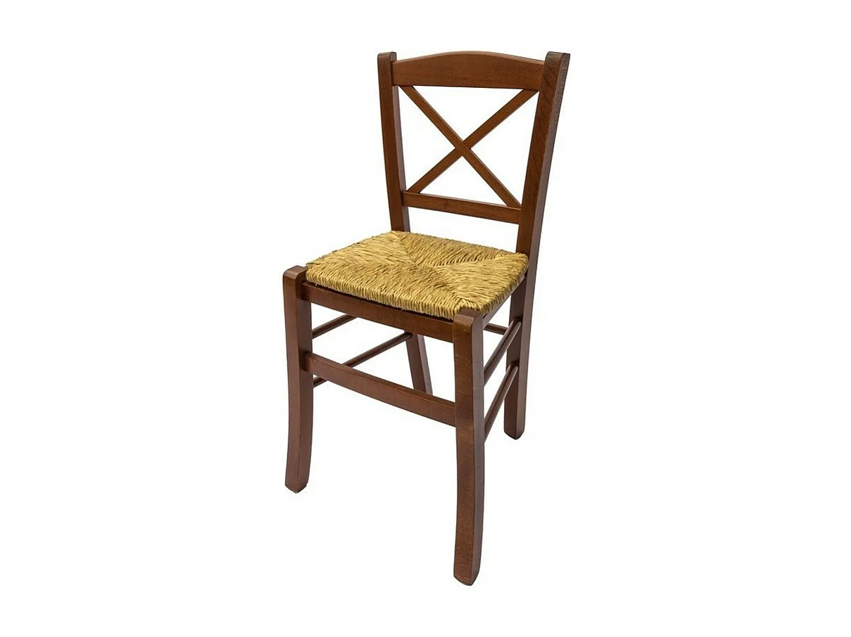 MOBILI 2G - SET 2 SEDIE CROCE LEGNO/PAGLIA TINTA NOCE (761)
