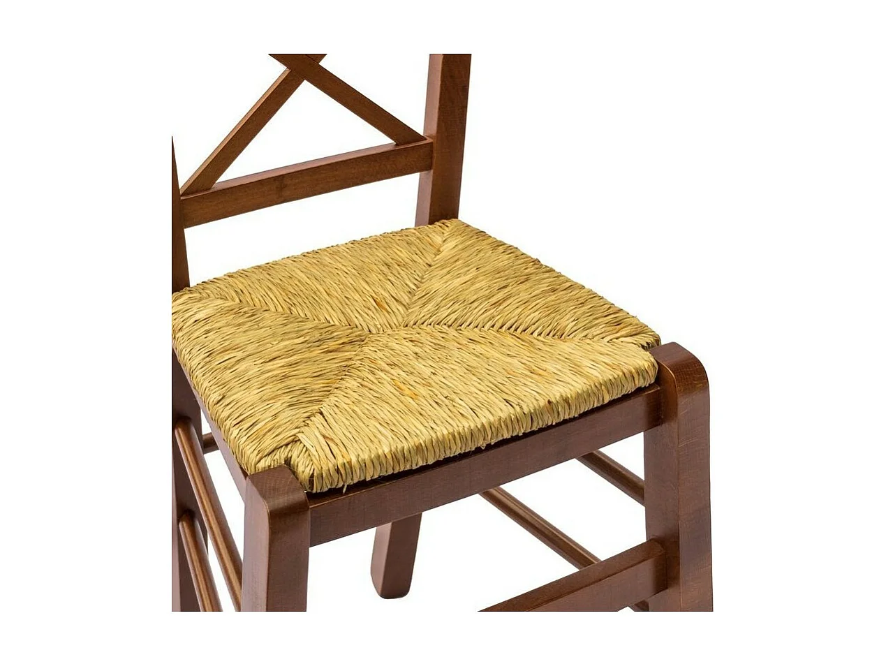 MOBILI 2G - SET 2 SEDIE CROCE LEGNO/PAGLIA TINTA NOCE (761)
