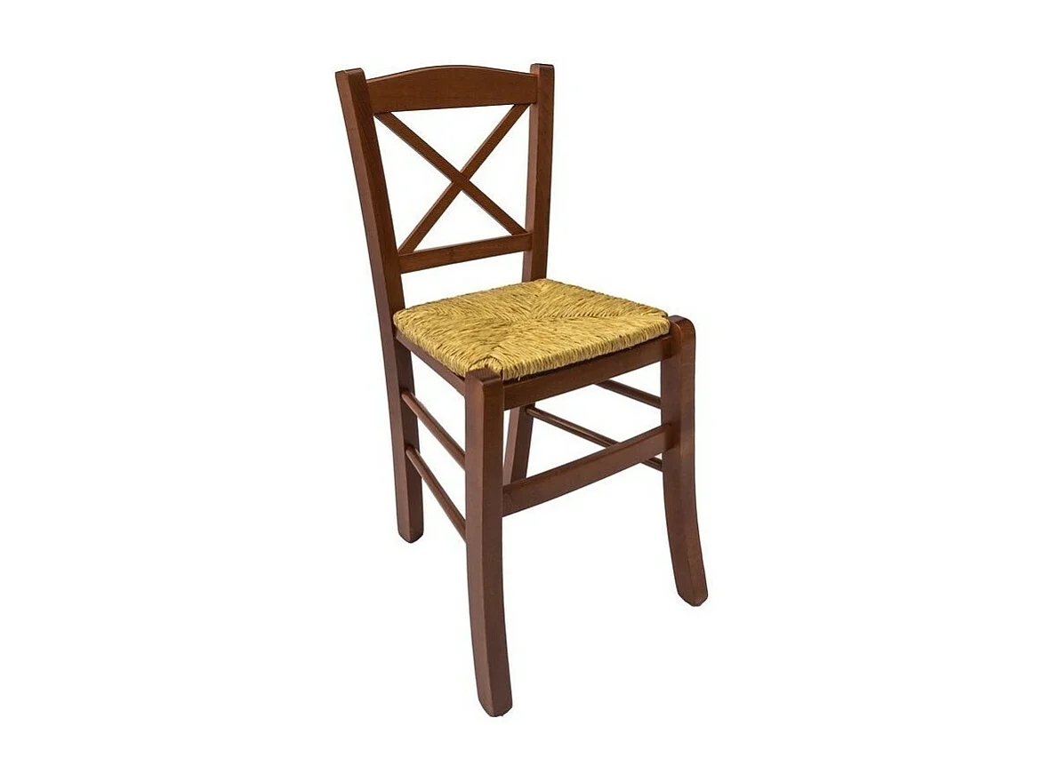 MOBILI 2G - SET 2 SEDIE CROCE LEGNO/PAGLIA TINTA NOCE (761)