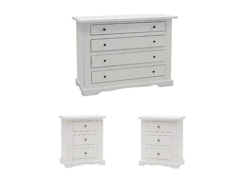 MOBILI 2G - GRUPPO COMO' E 2 COMODINI CLASSICO BIANCO OPACO (1176)