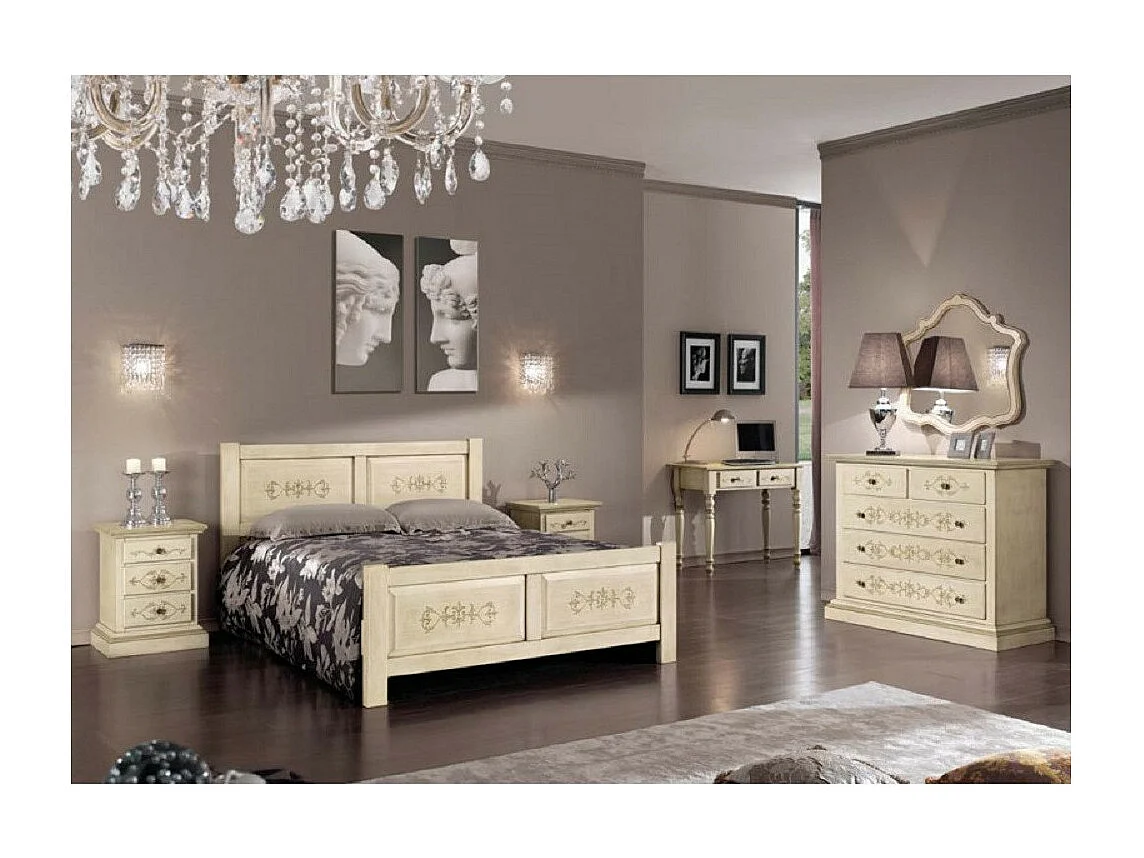 MOBILI 2G - SCRIVANIA CLASSICA SHABBY LEGNO AVORIO E VERDE 105X55X80 (1468)