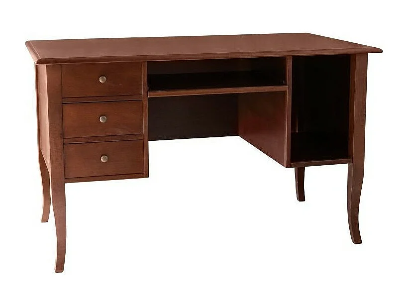 MOBILI 2G - SCRIVANIA IN LEGNO 3 CASSETTI TINTA NOCE  ARTE POVERA 130X75X81 (156)