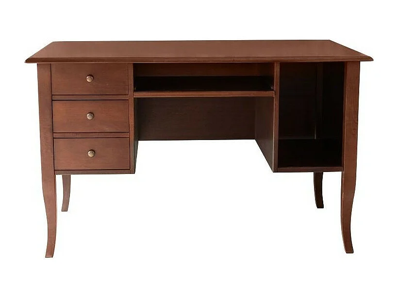 MOBILI 2G - SCRIVANIA IN LEGNO 3 CASSETTI TINTA NOCE  ARTE POVERA 130X75X81 (156)