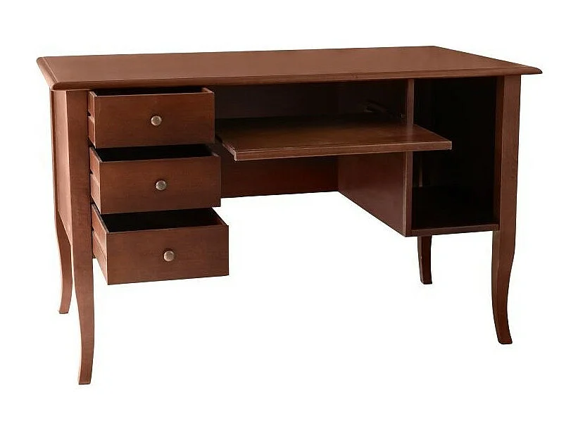 MOBILI 2G - SCRIVANIA IN LEGNO 3 CASSETTI TINTA NOCE  ARTE POVERA 130X75X81 (156)