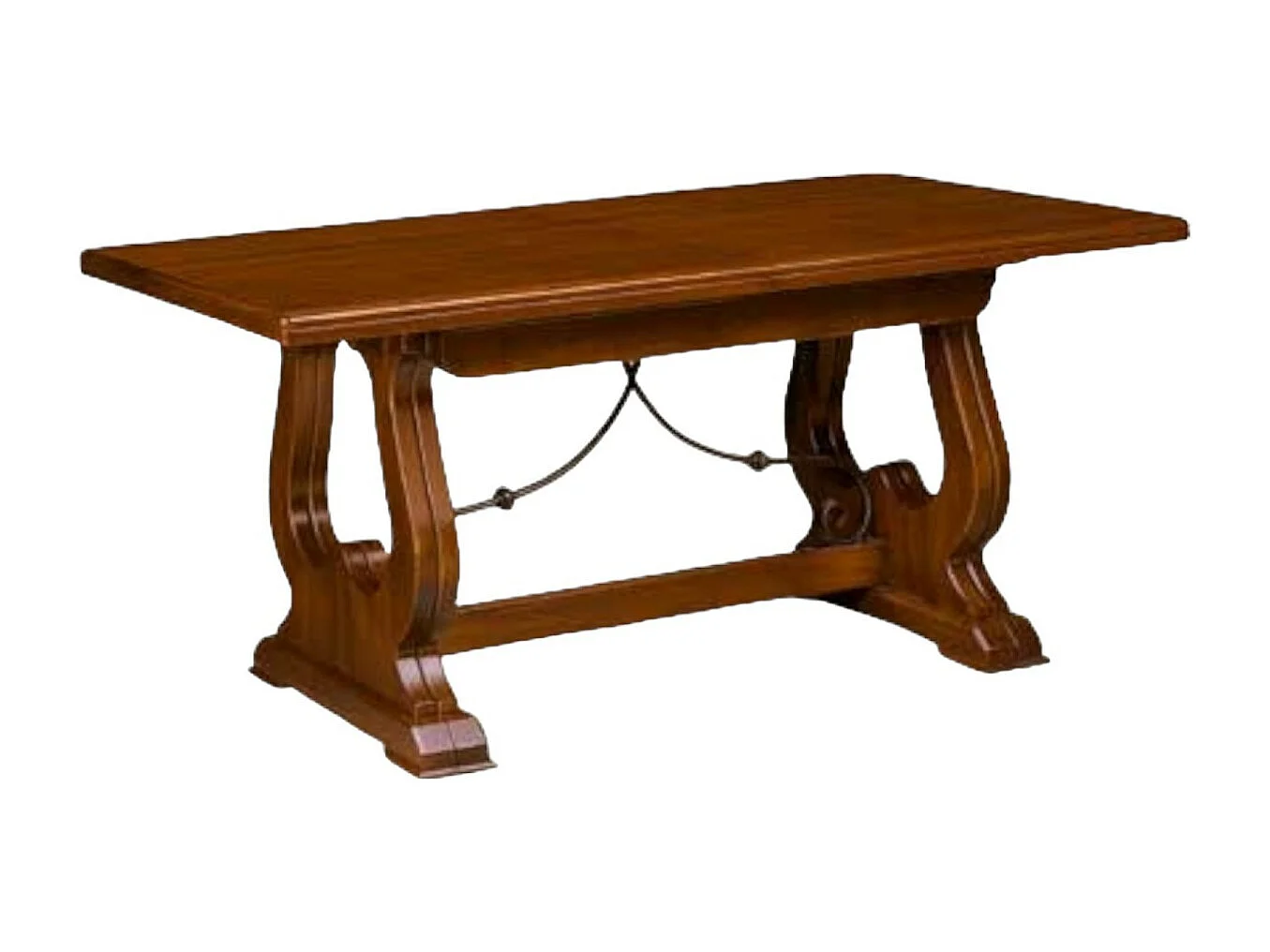 MOBILI 2G - TAVOLO FRATINO CON FERRO ALLUNGABILE IN LEGNO ARTE POVERA NOCE SCURO 180x85 (102)