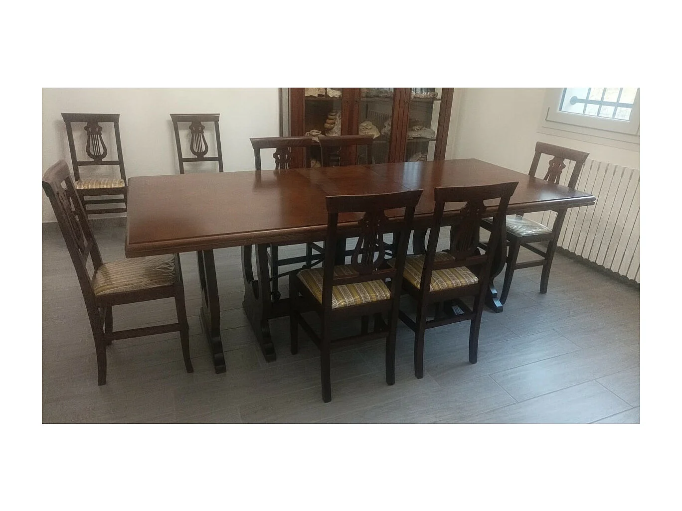 MOBILI 2G - TAVOLO FRATINO CON FERRO ALLUNGABILE IN LEGNO ARTE POVERA NOCE SCURO 180x85 (102)