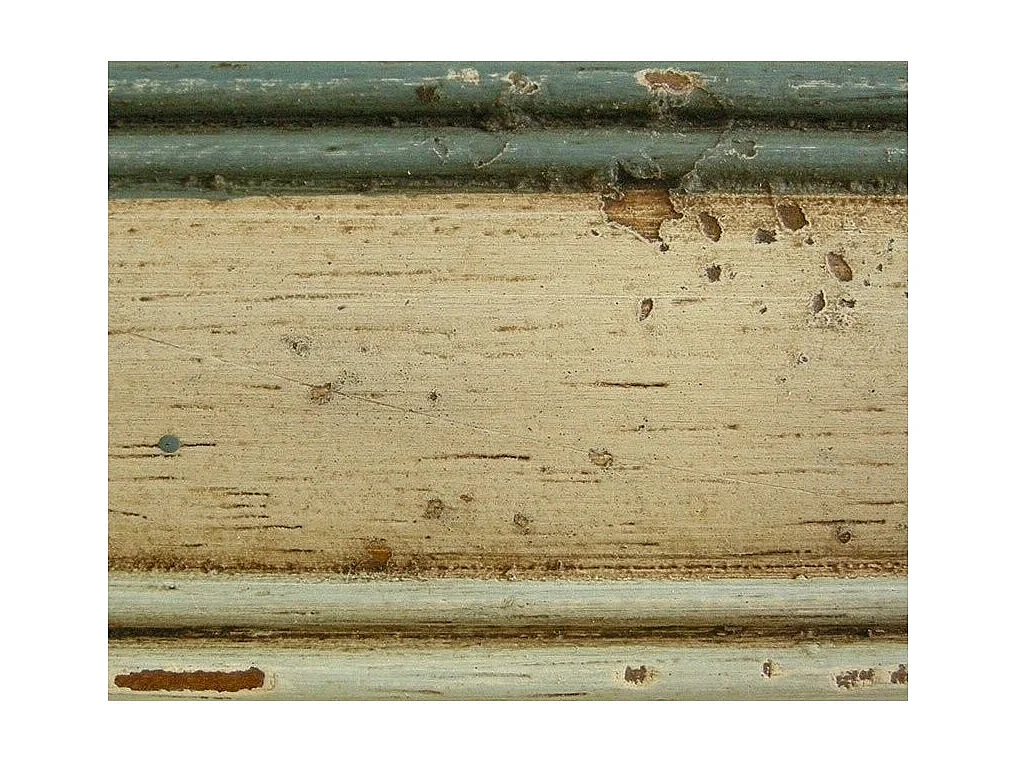 MOBILI 2G - LETTO  DRITTO MATRIMONIALE AVORIO ANTICO FILO AZZURRO IN LEGNO (1432)