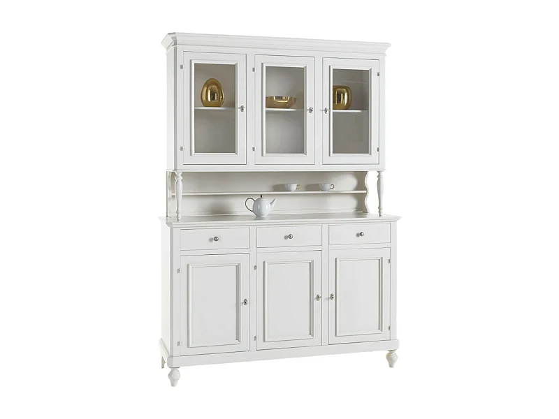 MOBILI 2G - Cristalliera 3 ante arte povera napoletana bianco sporco l.160 p.50/41 h.221