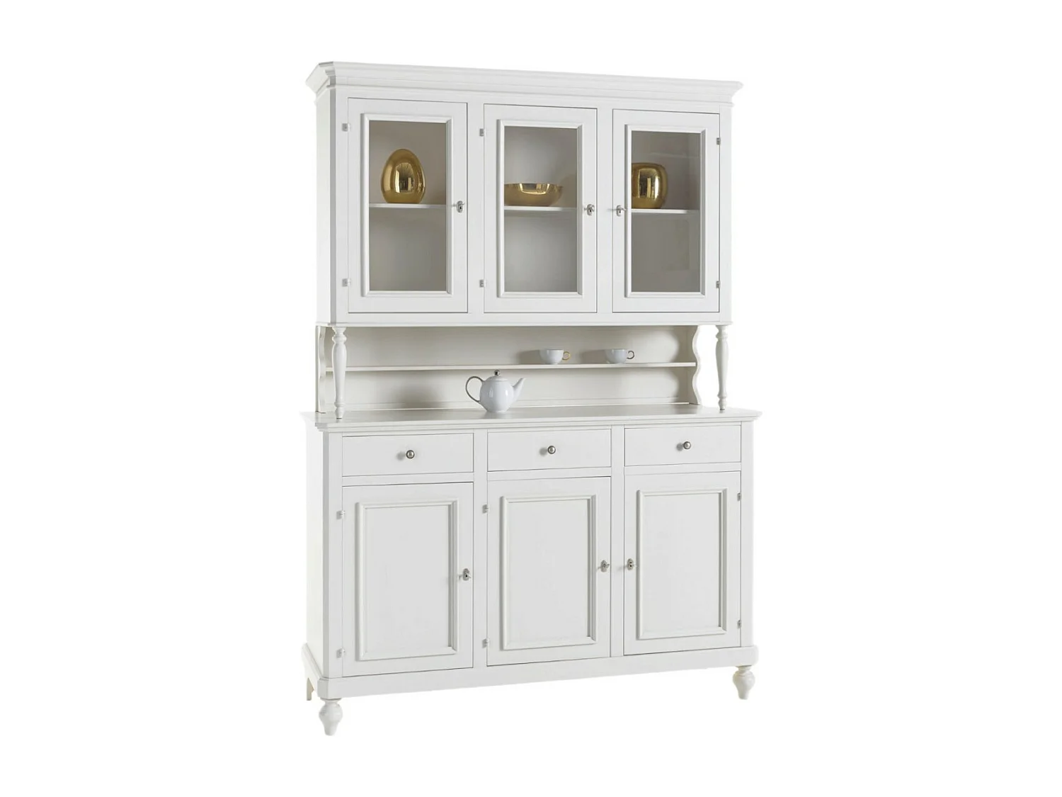 MOBILI 2G - Cristalliera 3 ante arte povera napoletana bianco sporco l.160 p.50/41 h.221