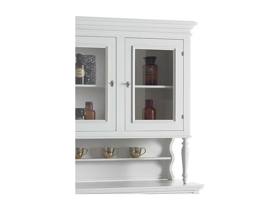 MOBILI 2G - Cristalliera 3 ante arte povera napoletana bianco sporco l.160 p.50/41 h.221