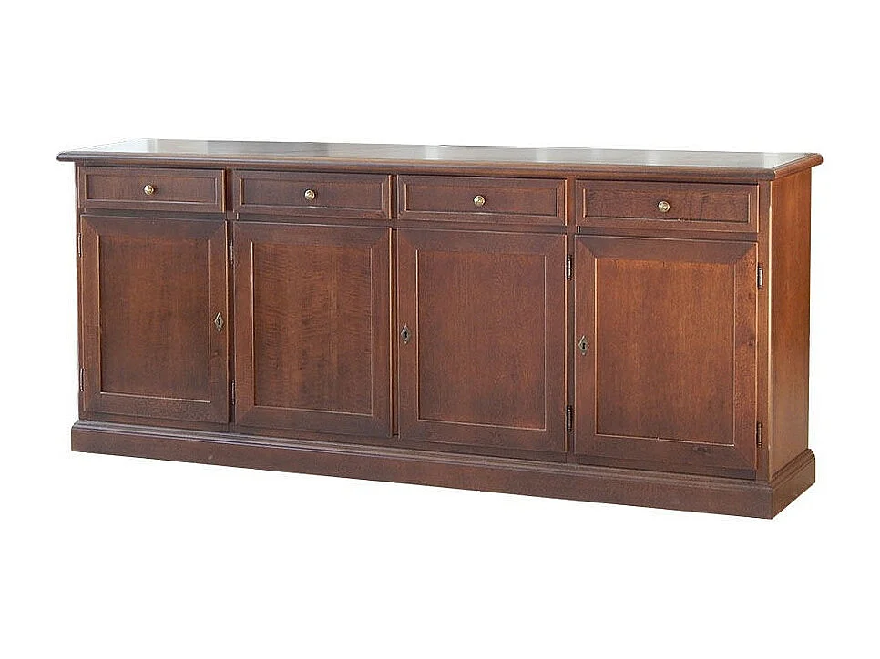 MOBILI 2G - Madia Credenza in legno 4 porte Tinta Noce 205X42X86 (380)