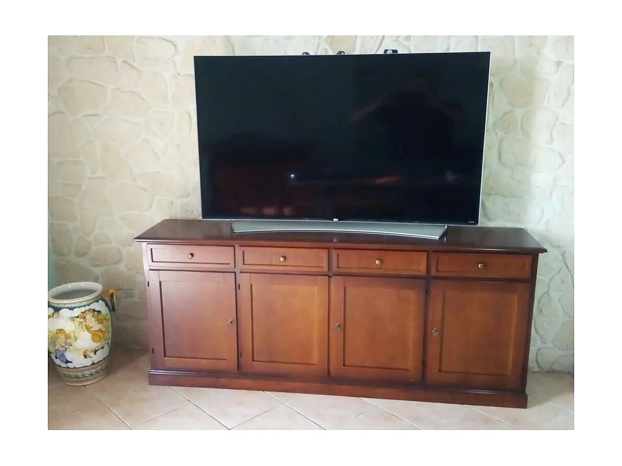 MOBILI 2G - Madia Credenza in legno 4 porte Tinta Noce 205X42X86 (380)