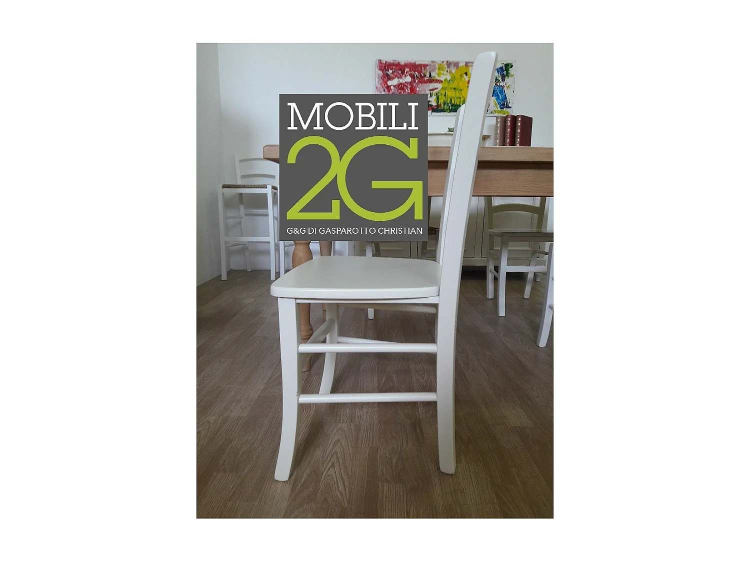 MOBILI 2G - SET 2 SEDIE SHABBY CAMPAGNOLA LEGNO LACCATO BIANCO (1001)