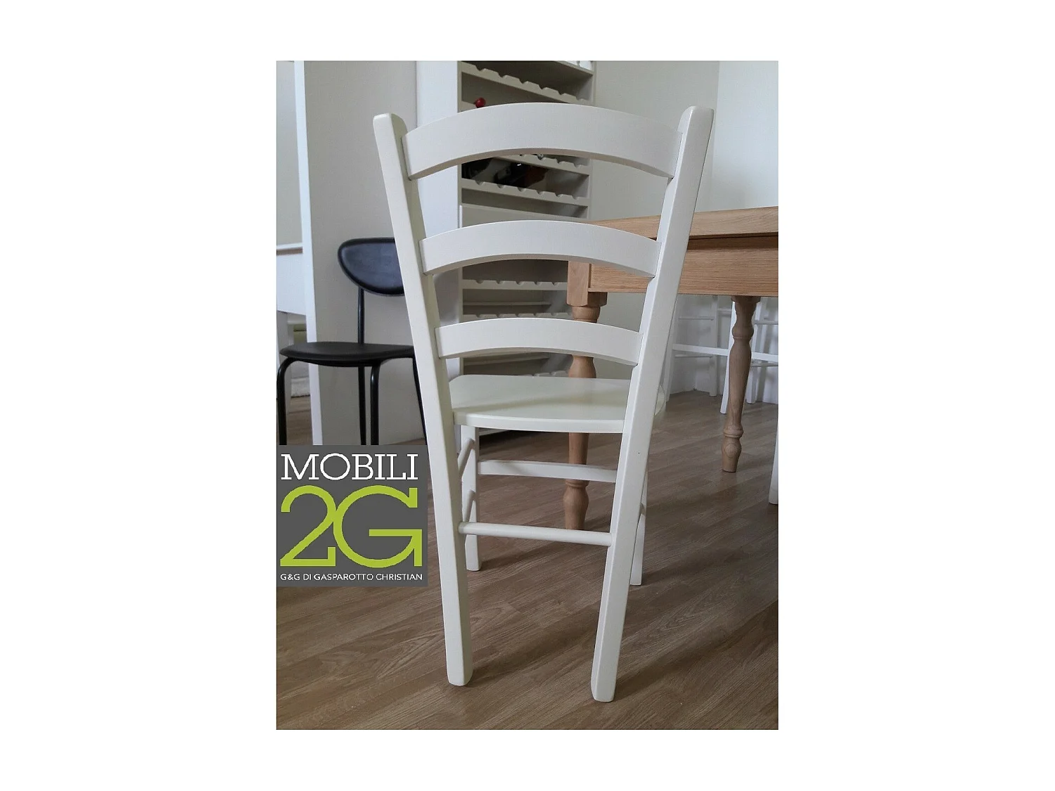 MOBILI 2G - SET 2 SEDIE SHABBY CAMPAGNOLA LEGNO LACCATO BIANCO (1001)