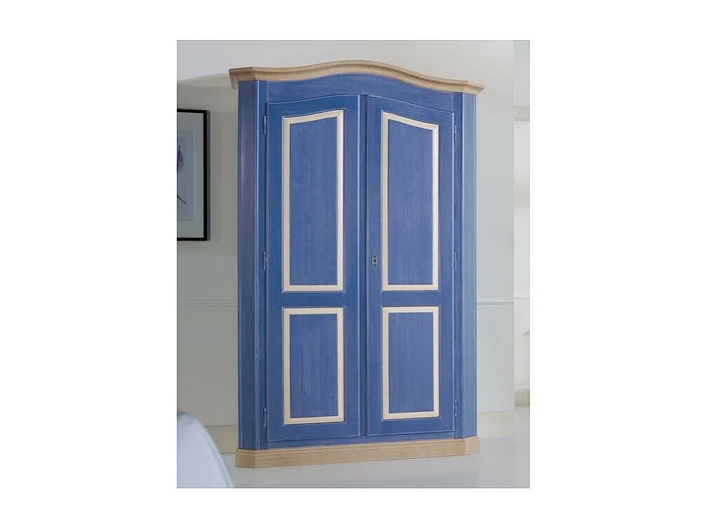 MOBILI 2G - Armadio shabby 2 porte in legno blu e miele 131x63x214 (2203)