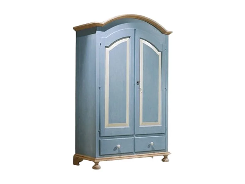MOBILI 2G - Armadio 2 porte in legno azzurro miele shabby 125x60x200 (2201)