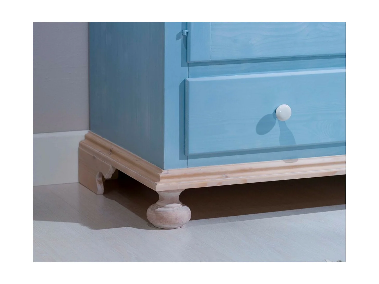 MOBILI 2G - Armadio 2 porte in legno azzurro miele shabby 125x60x200 (2201)