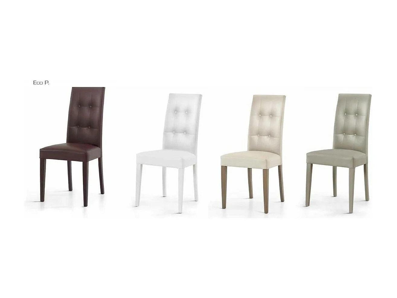 MOBILI 2G - SET 2 SEDIE MODERNE IN ECOPELLE 4 BOTTONI BEIGE (677)