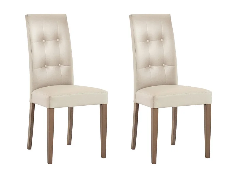 MOBILI 2G - SET 2 SEDIE MODERNE IN ECOPELLE 4 BOTTONI BEIGE (677)