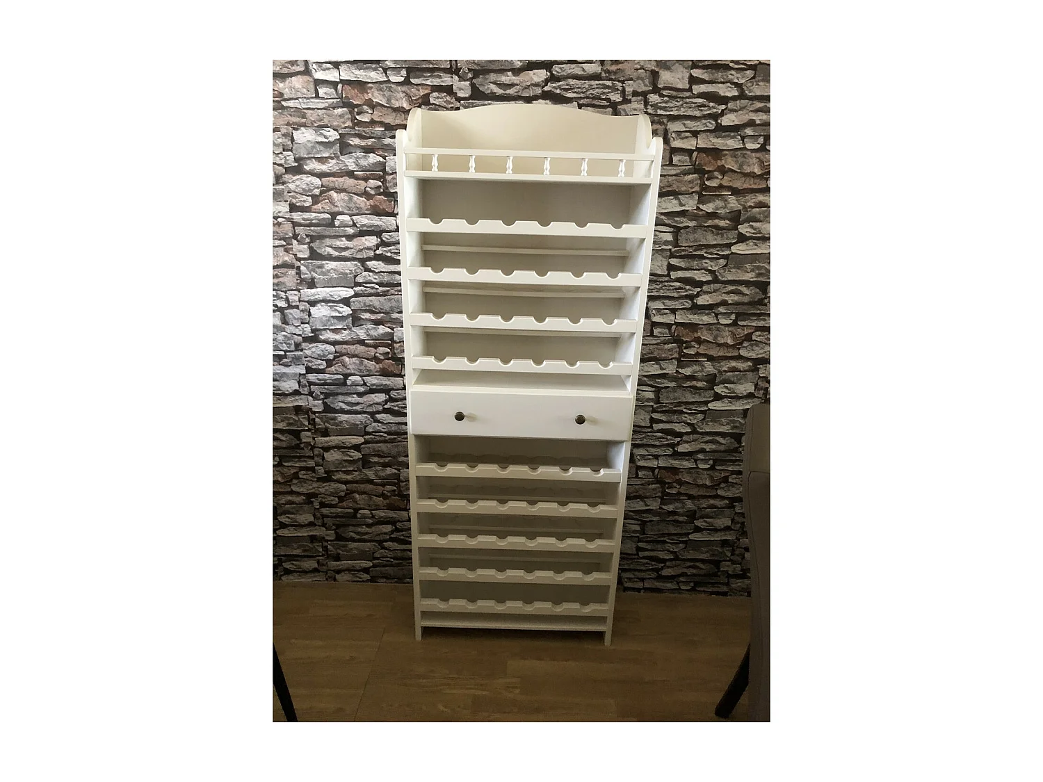 MOBILI 2G - PORTA BOTTIGLIE CON CASSETTO CENTRALE LACCATO BIANCO OPACO MISURE L.70 P.30 H.174