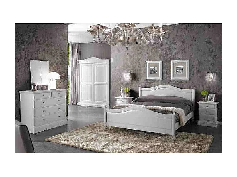 MOBILI 2G - LETTO MATRIMONIALE CLASSICO SHABBY BIANCO 175x212x112 (6073)