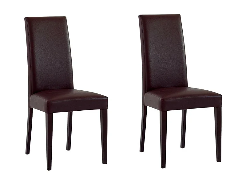 MOBILI 2G - SET 2 SEDIE MODERNE LEGNO ECOPELLE IMBOTTITA MARRONE (576)