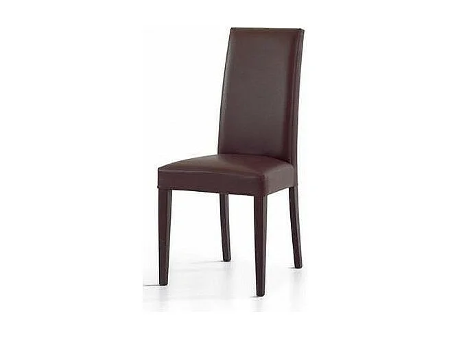 MOBILI 2G - SET 2 SEDIE MODERNE LEGNO ECOPELLE IMBOTTITA MARRONE (576)