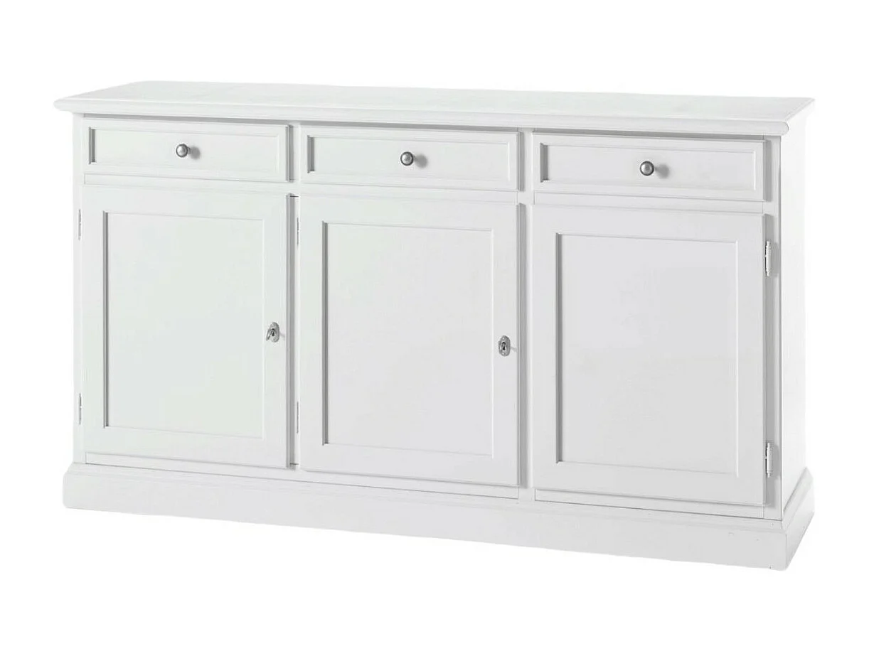 MOBILI 2G - Madia Credenza 3 porte Arte povera laccato bianco sporco L.155  P.42 H.86