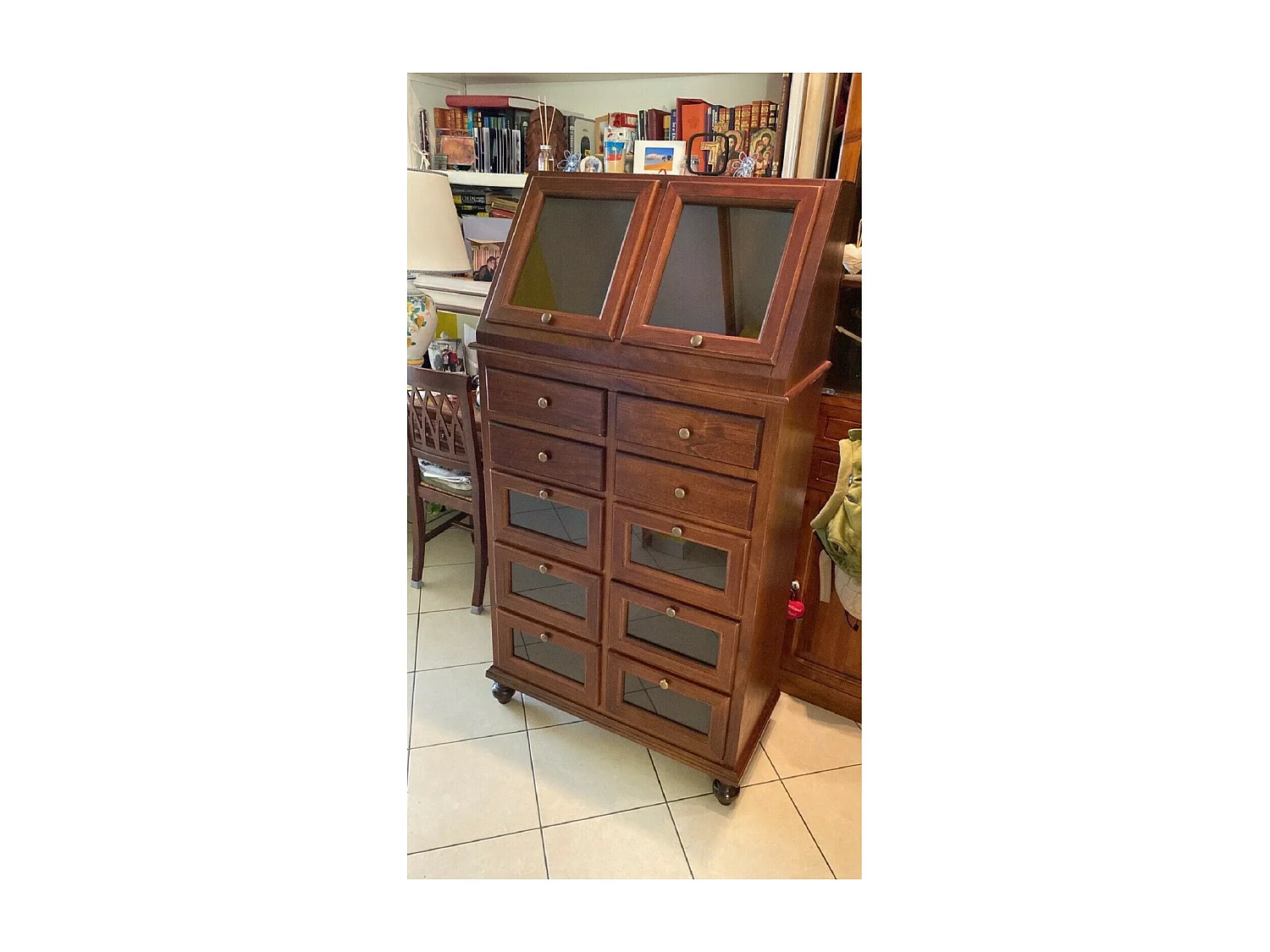 MOBILI 2G - DISPENSA PIATTAIA ARTE POVERA TINTA NOCE L 80 P 42 H 153 (243)