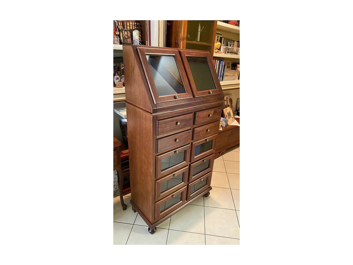 MOBILI 2G - DISPENSA PIATTAIA ARTE POVERA TINTA NOCE L 80 P 42 H 153 (243)