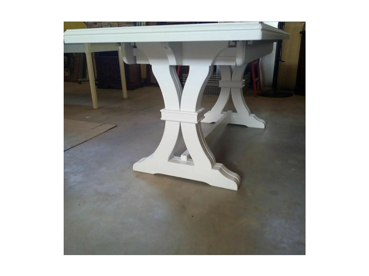 MOBILI 2G - Tavolo classico in legno rettangolare allungabile laccato bianco 160x85 (739)