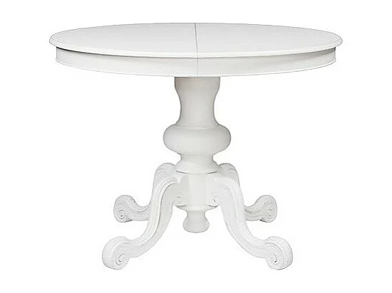 MOBILI 2G - TAVOLO CLASSICO ROTONDO COLORE BIANCO, CON 1 ALLUNGA, Ø120 (1320)