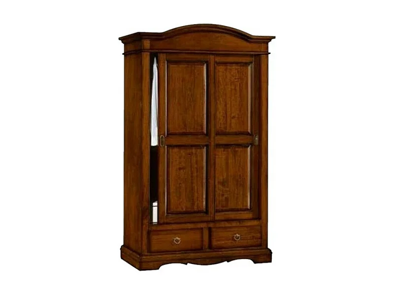 MOBILI 2G - ARMADIO ARTE POVERA 2 ANTE SCORREVOLI LEGNO TINTA NOCE 122x60x200h (296)