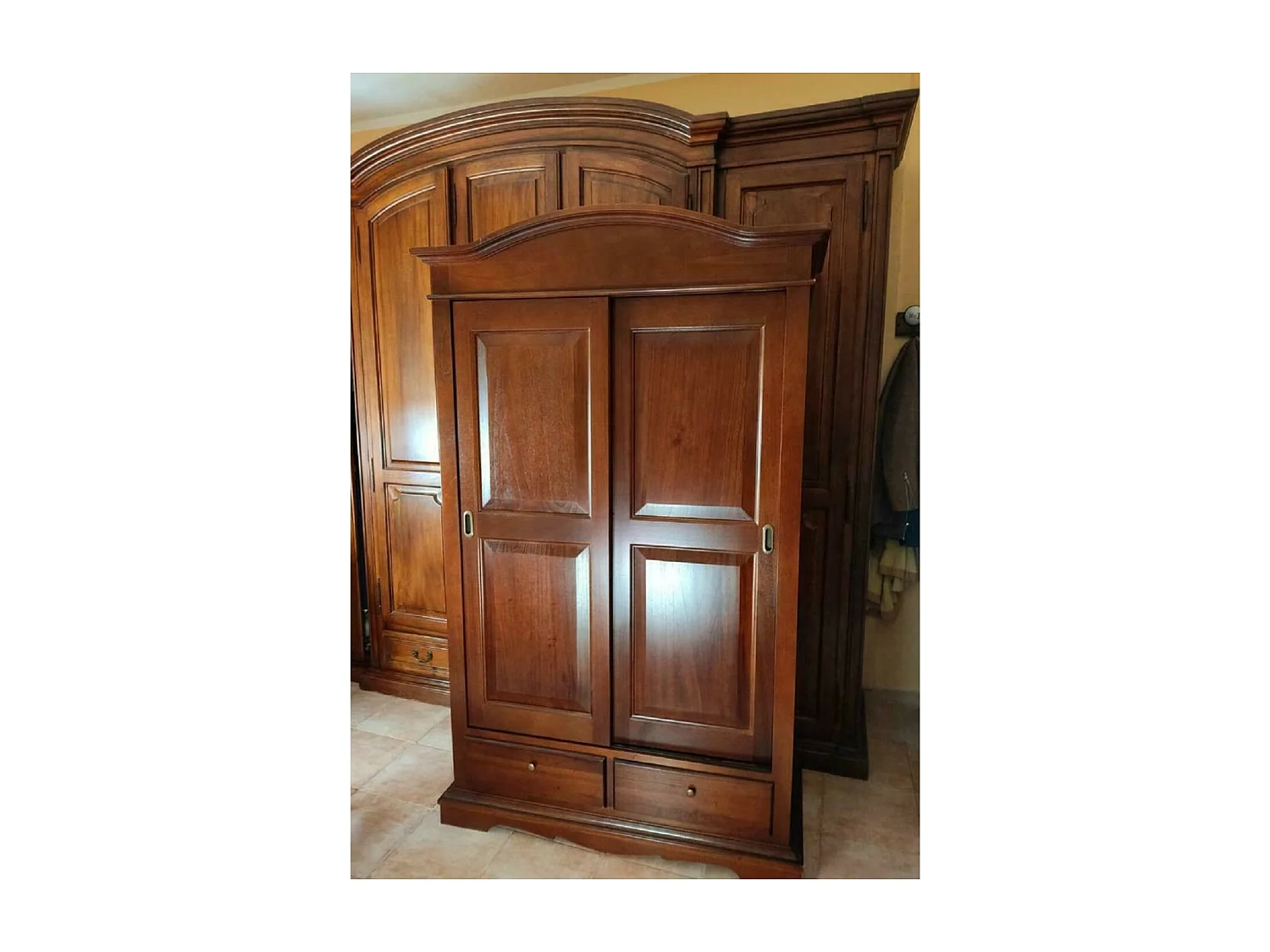 MOBILI 2G - ARMADIO ARTE POVERA 2 ANTE SCORREVOLI LEGNO TINTA NOCE 122x60x200h (296)