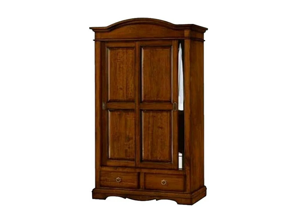 MOBILI 2G - ARMADIO ARTE POVERA 2 ANTE SCORREVOLI LEGNO TINTA NOCE 122x60x200h (296)