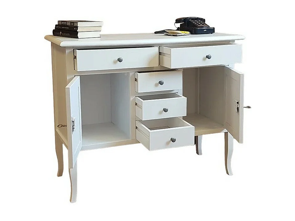 MOBILI 2G - MADIA CREDENZA IN LEGNO BIANCO OPACO 100x40x85h (1138)