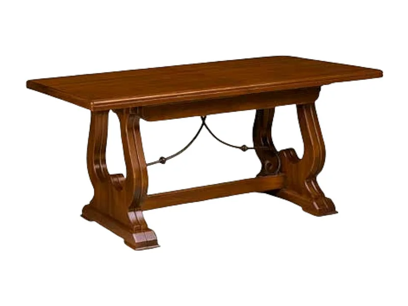 MOBILI 2G - TAVOLO FRATINO CON FERRO ALLUNGABILE IN LEGNO ARTE POVERA NOCE SCURO 180x100 (102)