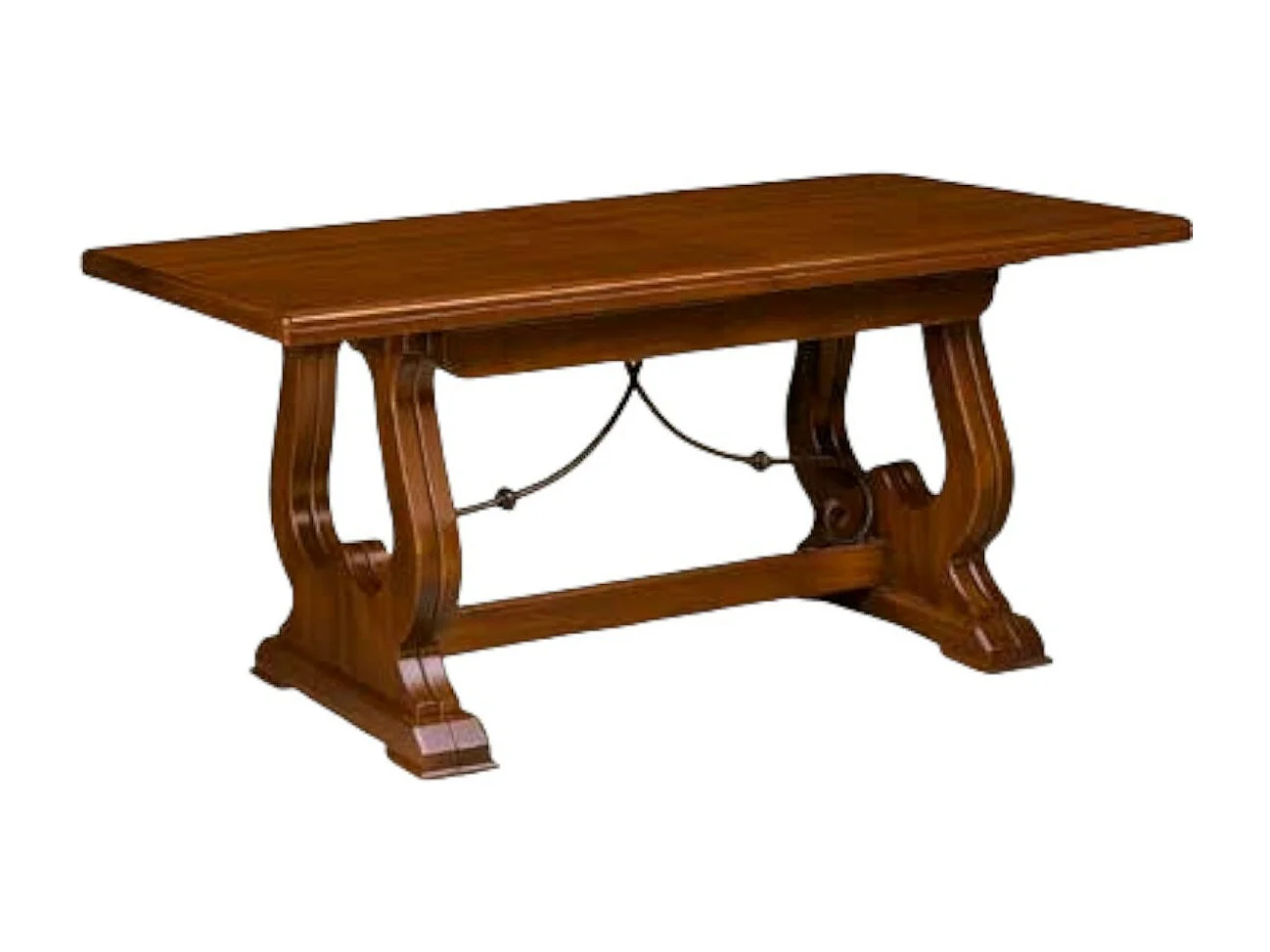 MOBILI 2G - TAVOLO FRATINO CON FERRO ALLUNGABILE IN LEGNO ARTE POVERA NOCE SCURO 180x100 (102)