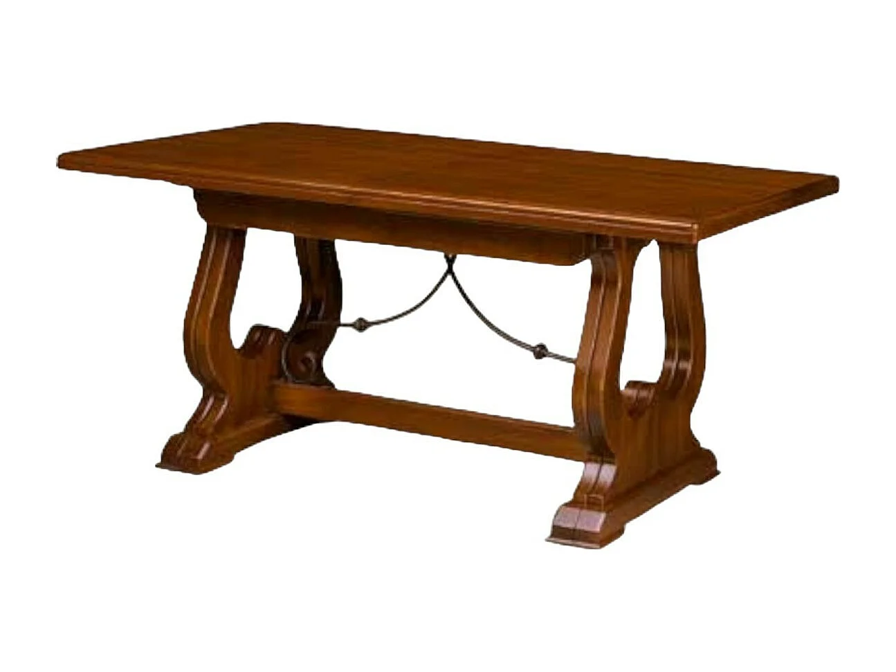 MOBILI 2G - TAVOLO FRATINO CON FERRO ALLUNGABILE IN LEGNO ARTE POVERA NOCE SCURO 180x100 (102)