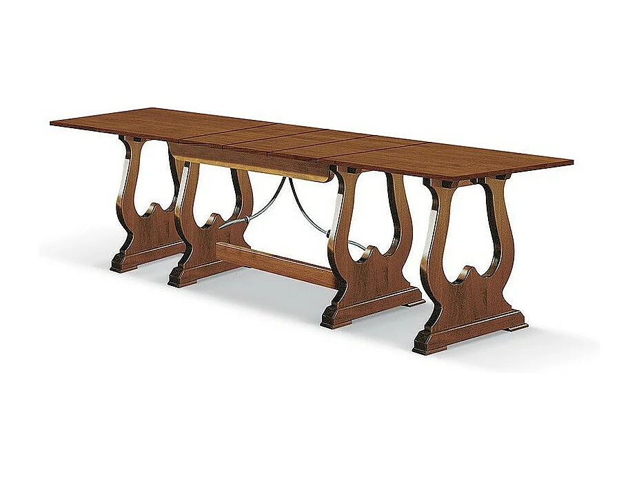 MOBILI 2G - TAVOLO FRATINO CON FERRO ALLUNGABILE IN LEGNO ARTE POVERA NOCE SCURO 180x100 (102)