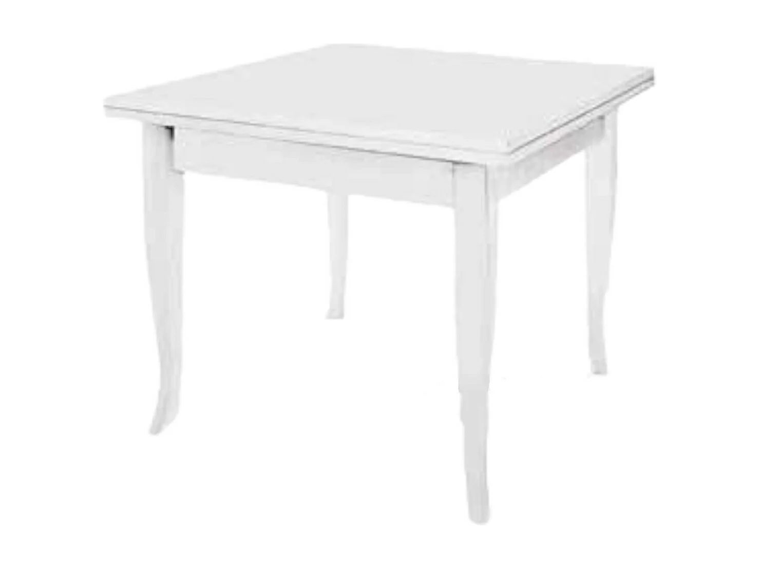 MOBILI 2G - TAVOLO CLASSICO IN LEGNO LIBRO SHABBY BIANCO 80X80X80 (746)