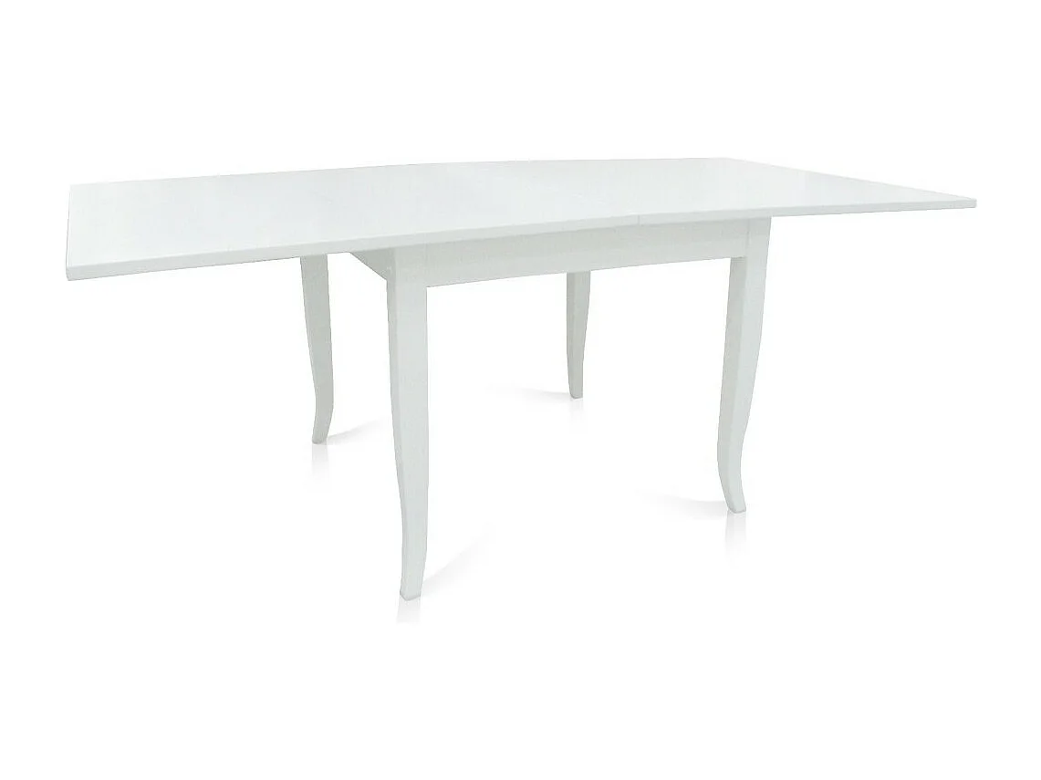 MOBILI 2G - TAVOLO CLASSICO IN LEGNO LIBRO SHABBY BIANCO 80X80X80 (746)