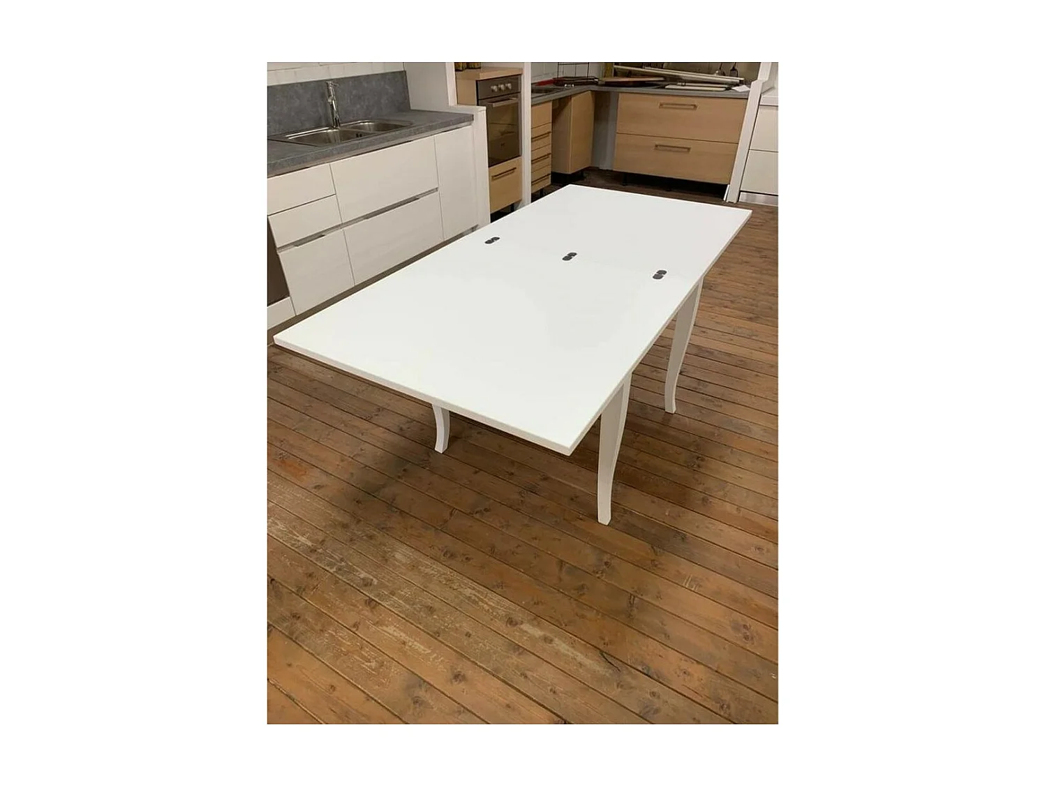 MOBILI 2G - TAVOLO CLASSICO IN LEGNO LIBRO SHABBY BIANCO 80X80X80 (746)