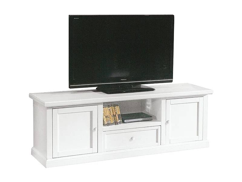 MOBILI 2G - PORTA TV BIANCO IN LEGNO ARTE POVERA 160x46x56 (1003)