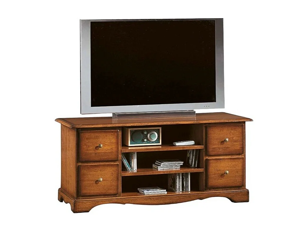 MOBILI 2G - PORTA TV IN LEGNO ARTE POVERA TINTA NOCE L.117 P.49 H.53 (536)