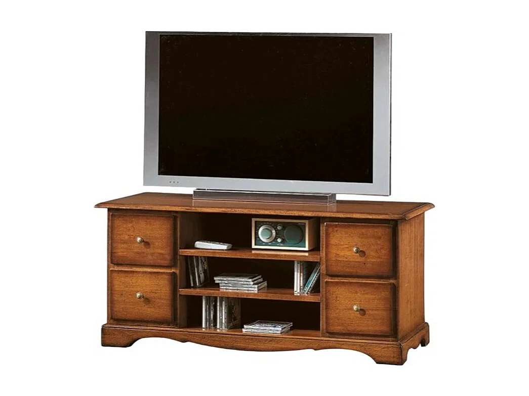 MOBILI 2G - PORTA TV IN LEGNO ARTE POVERA TINTA NOCE L.117 P.49 H.53 (536)