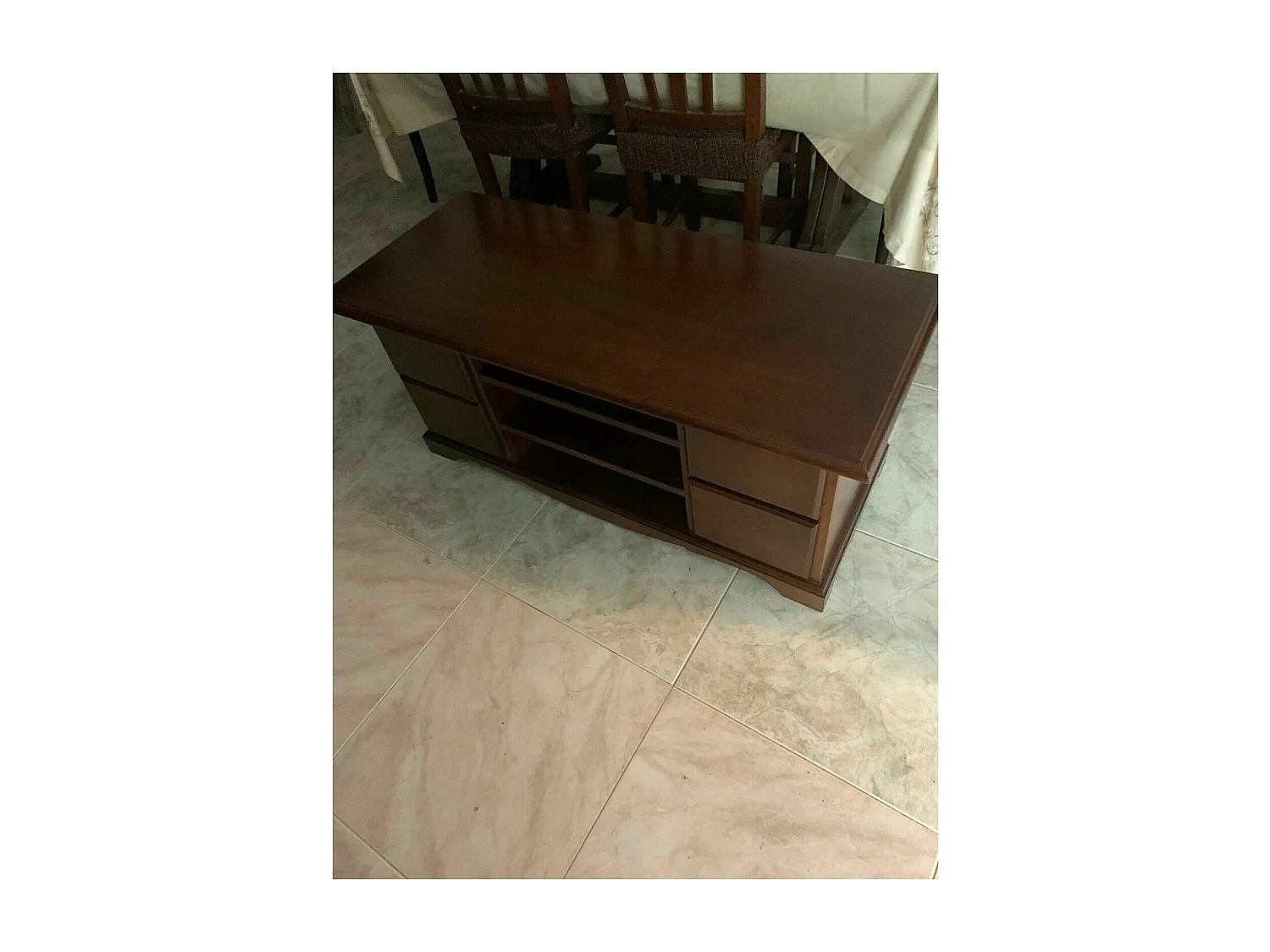 MOBILI 2G - PORTA TV IN LEGNO ARTE POVERA TINTA NOCE L.117 P.49 H.53 (536)