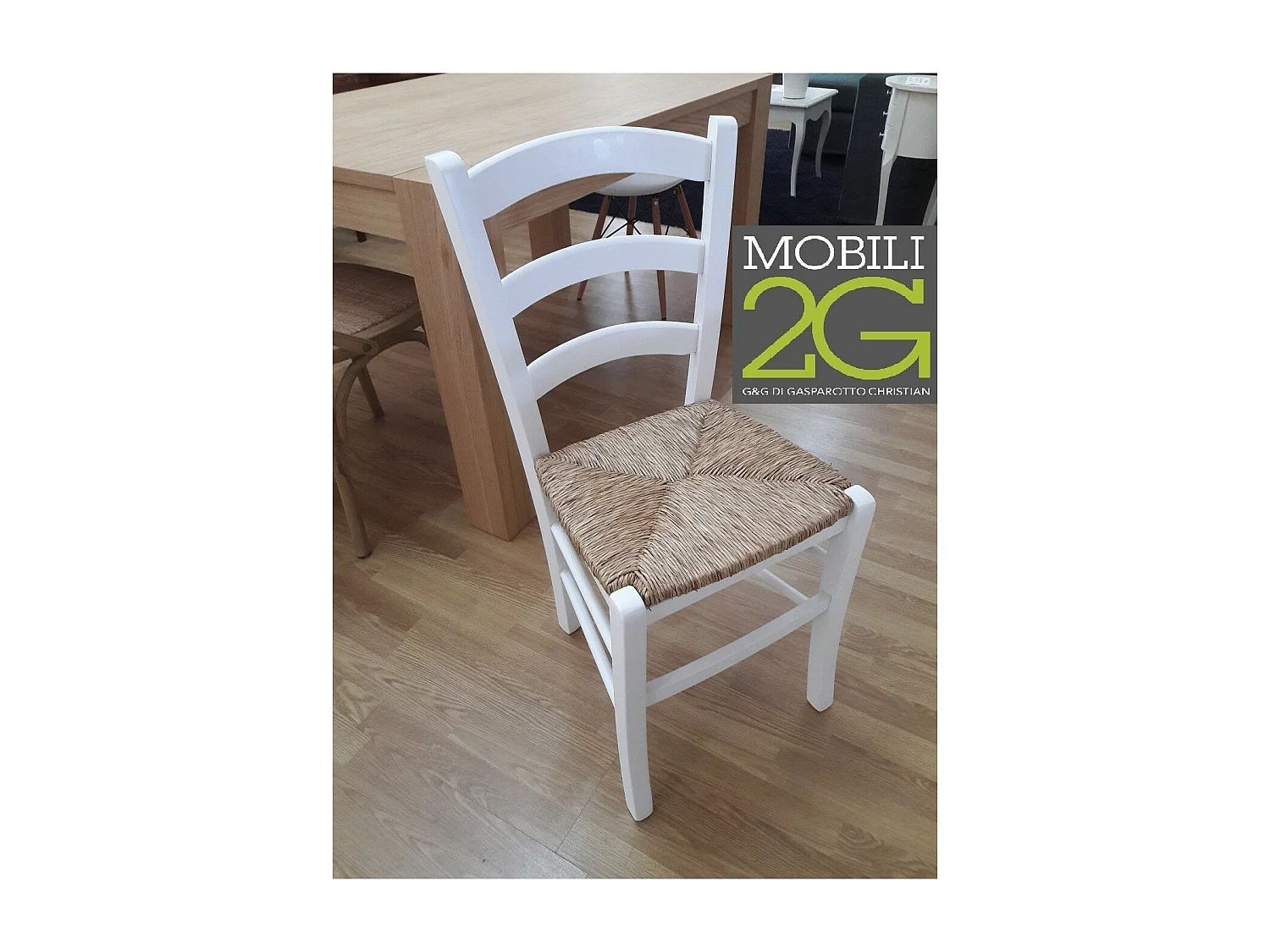 MOBILI 2G - SET 2 SEDIE CAMPAGNOLA LEGNO/PAGLIA LACCATA MINIMO ORDINE 2 PEZZI (1007)