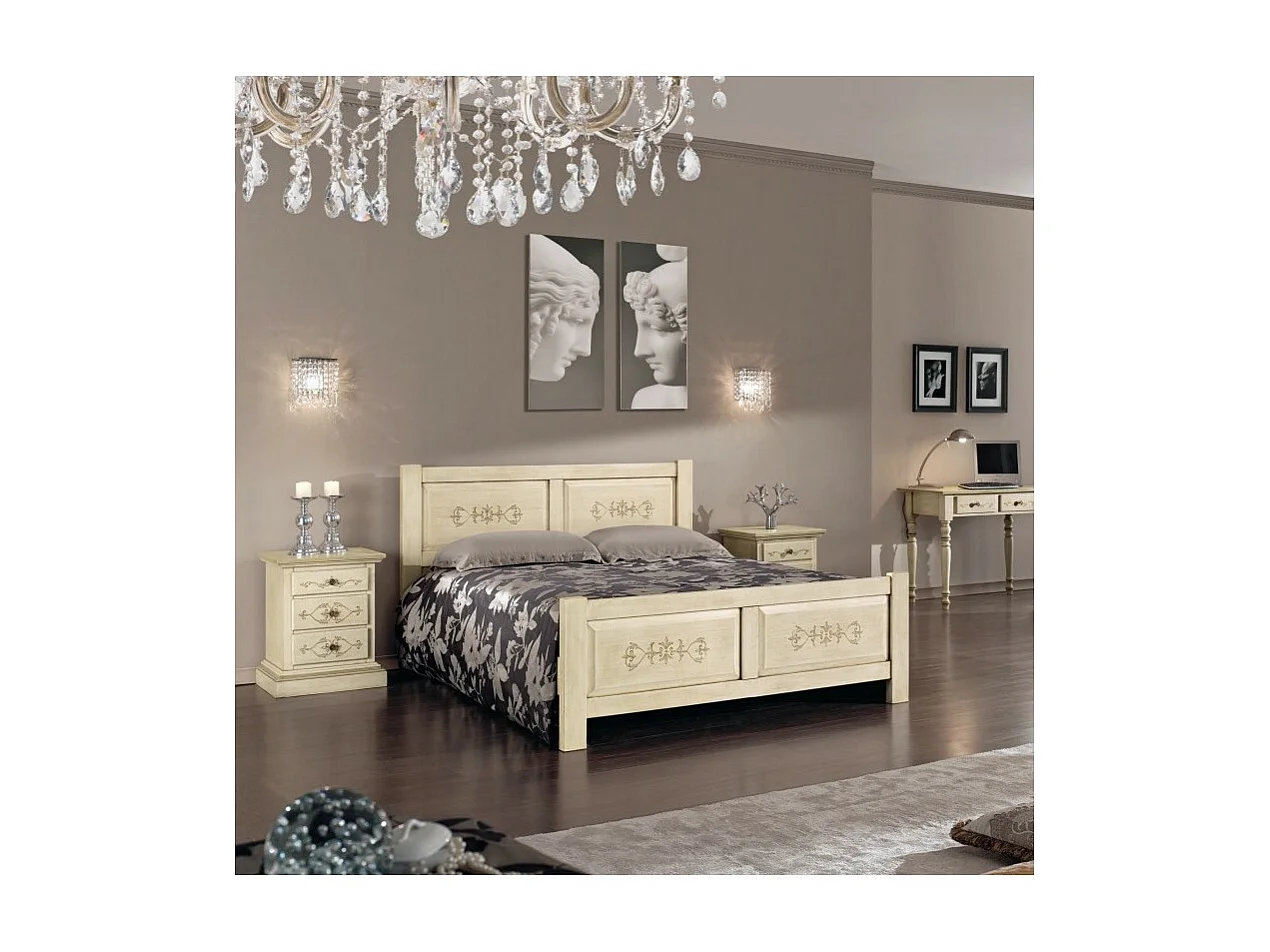 MOBILI 2G - Gruppo 1 Cassettiera 2 Comodini legno classico avorio shabby (1470+1471)