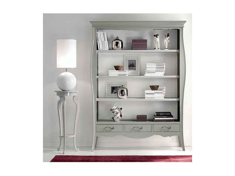 MOBILI 2G - LIBRERIA CLASSICA IN LEGNO 3 CASSETTI GRIGIO/BIANCO 151X47X204 (1383)